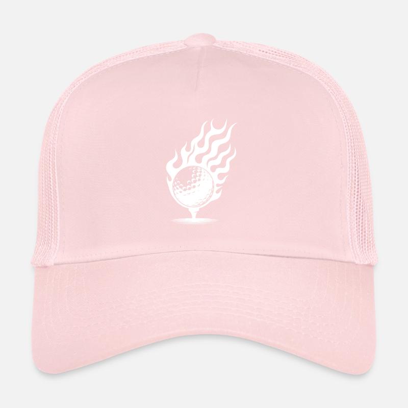 Golfball Auf Tee Brennendes Feuer Flammen Stil Trucker Cap