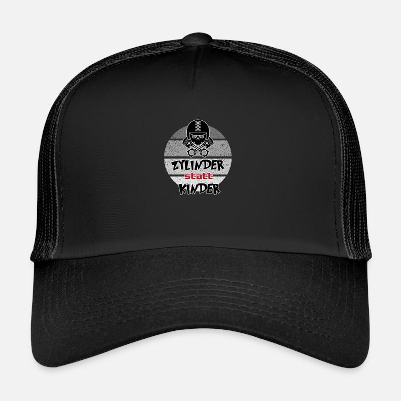 Sprüche Autofahrer Zylinder statt Kinder - Trucker Cap - Schwarz/Schwarz