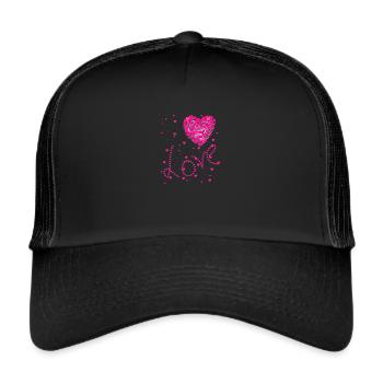 Love, love, hearts, pink, heart - Trucker Cap - black/black - Front