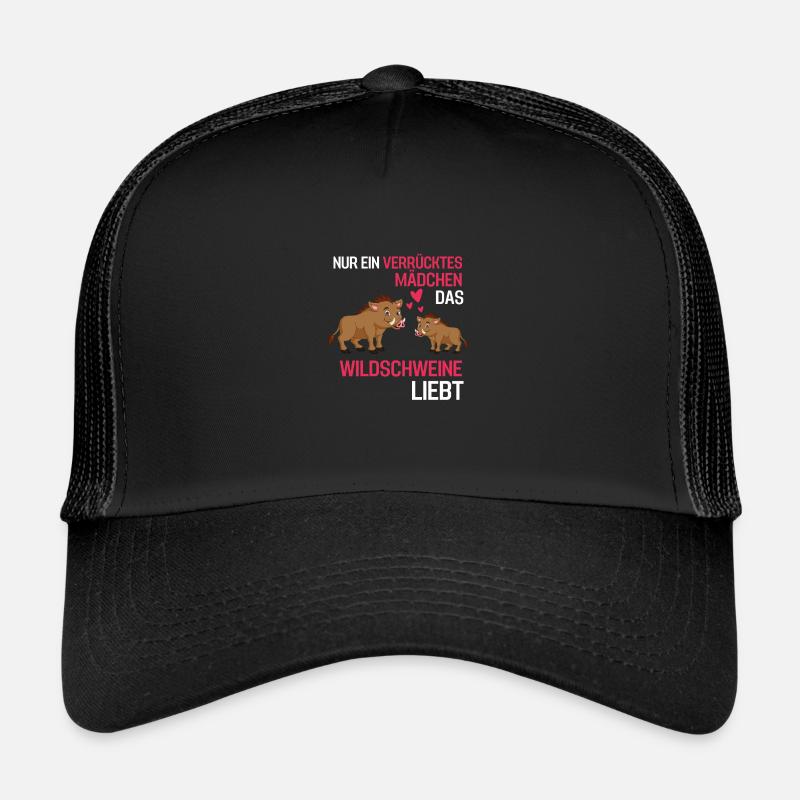 Natur Wald Tier Mädchen Geschenk Wildschwein - Trucker Cap - Schwarz/Schwarz