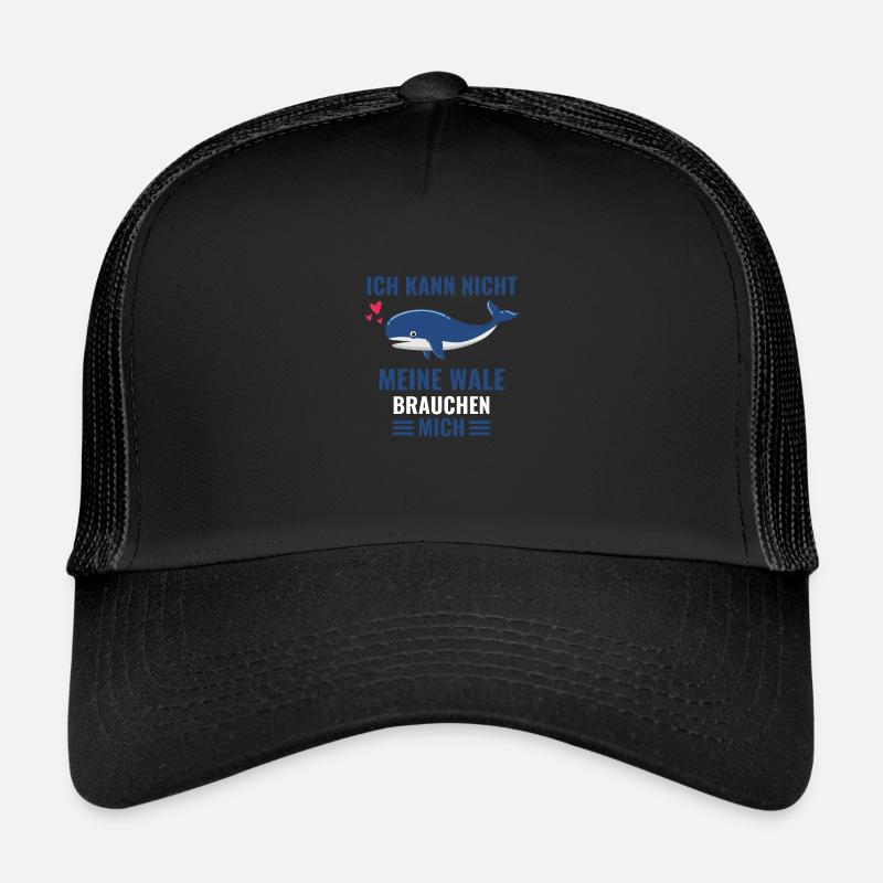 Killerwal Meerestier Geschenk Lustiges Wal - Trucker Cap - Schwarz/Schwarz