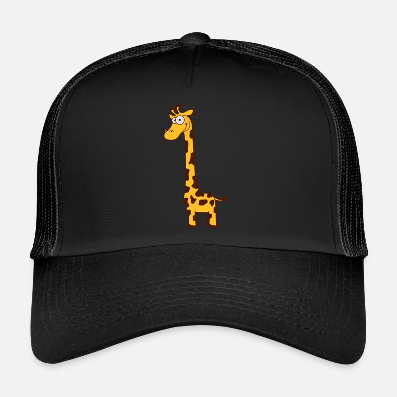 Lustige coole glückliche Giraffe Afrika Tier Comic - Trucker Cap - Schwarz/Schwarz