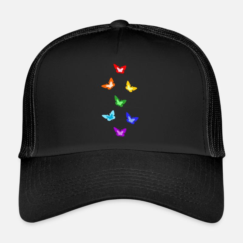 rainbow butterflies; Rainbow butterflies - Trucker Cap - black/black