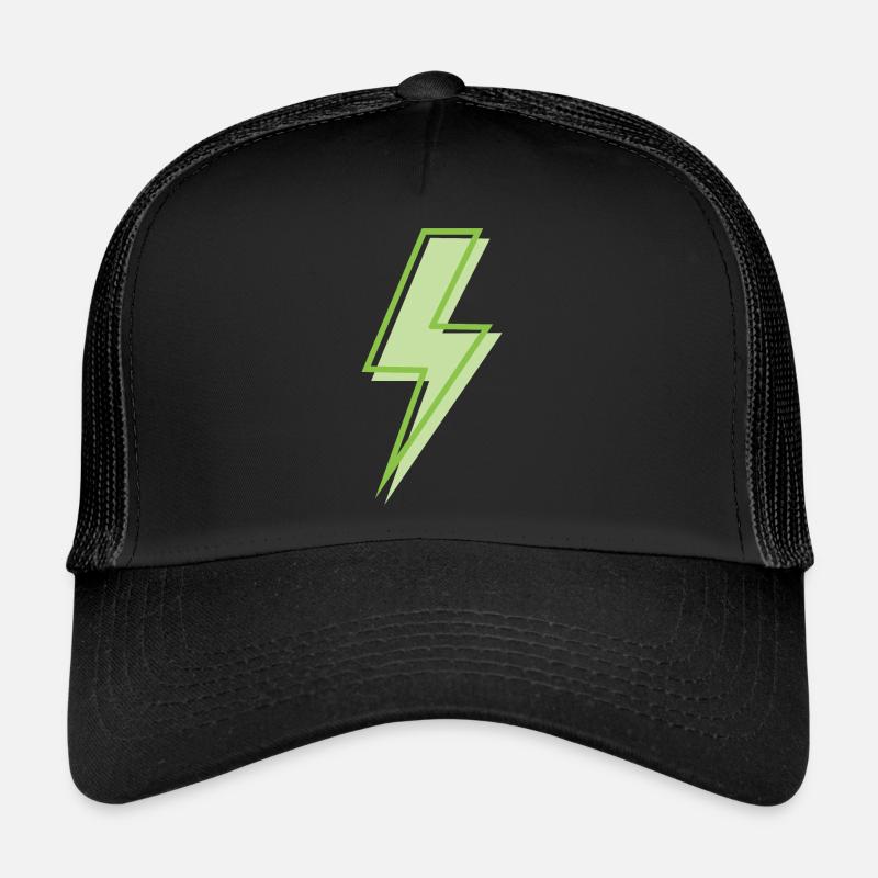 Hellgrüner Blitz - Trucker Cap - Schwarz/Schwarz