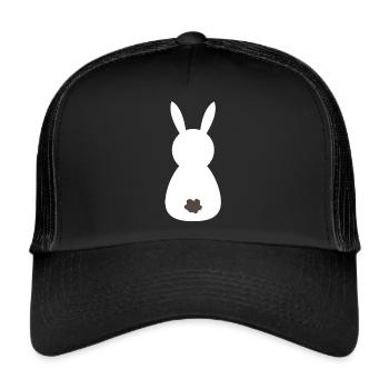 Weißer Hase von Hinten - Trucker Cap - Schwarz/Schwarz - Vorne