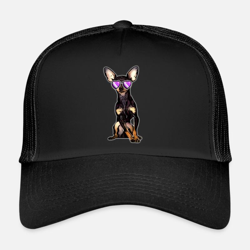 Lustiger Hund mit Sonnenbrille - Trucker Cap - Schwarz/Schwarz