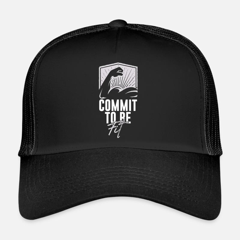 s’engager à être en forme - Casquette trucker  - noir/noir