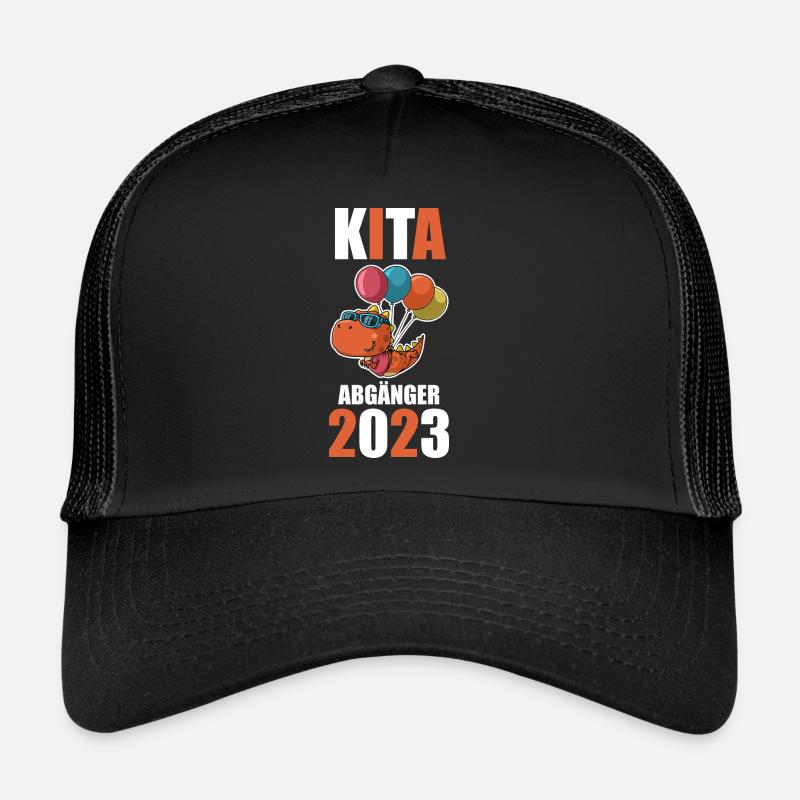 Schulkind 2023 Schulbeginn Dinosaurier Einschulung - Trucker Cap - Schwarz/Schwarz
