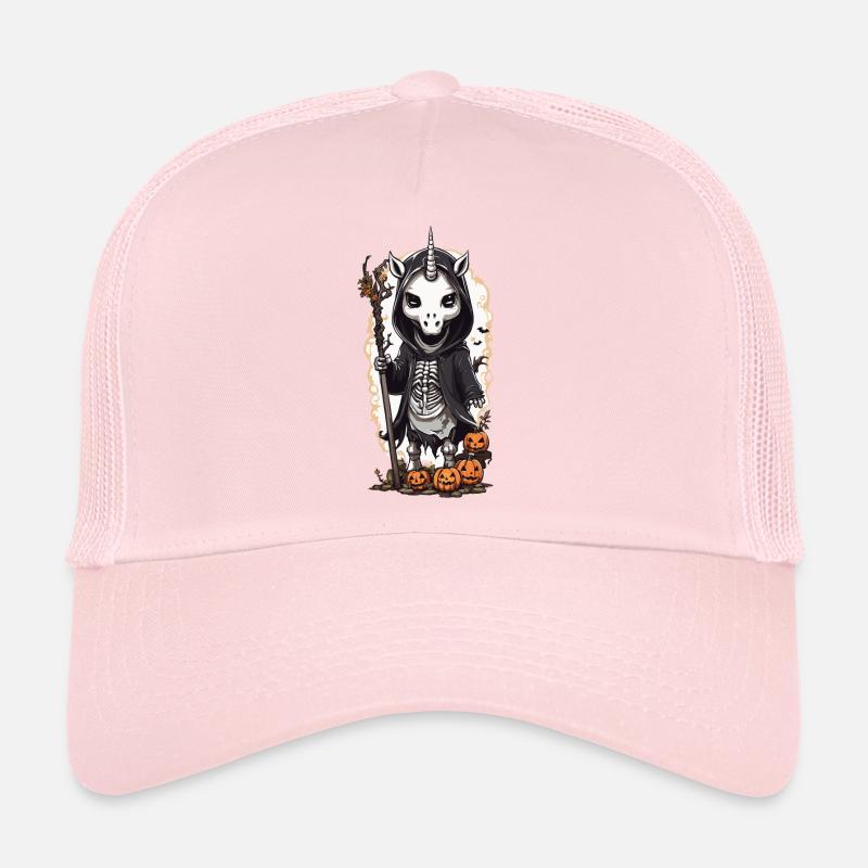 Gloomy Unicorn Skeleton Magic Gothic Design Trucker Cap