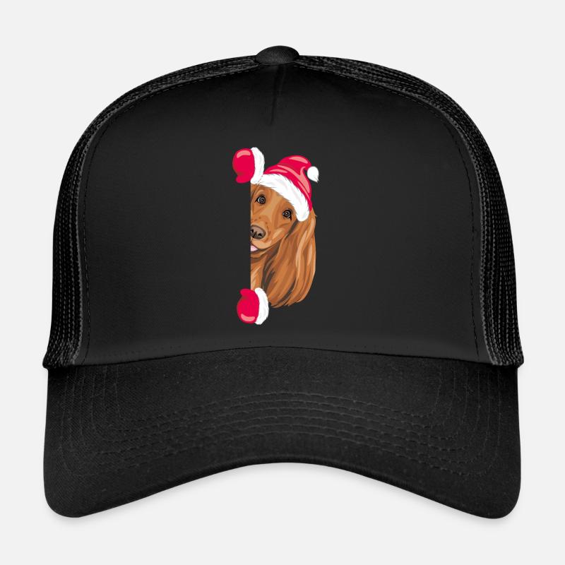 Peeking funny Santa Cocker Spaniel dog Trucker Cap