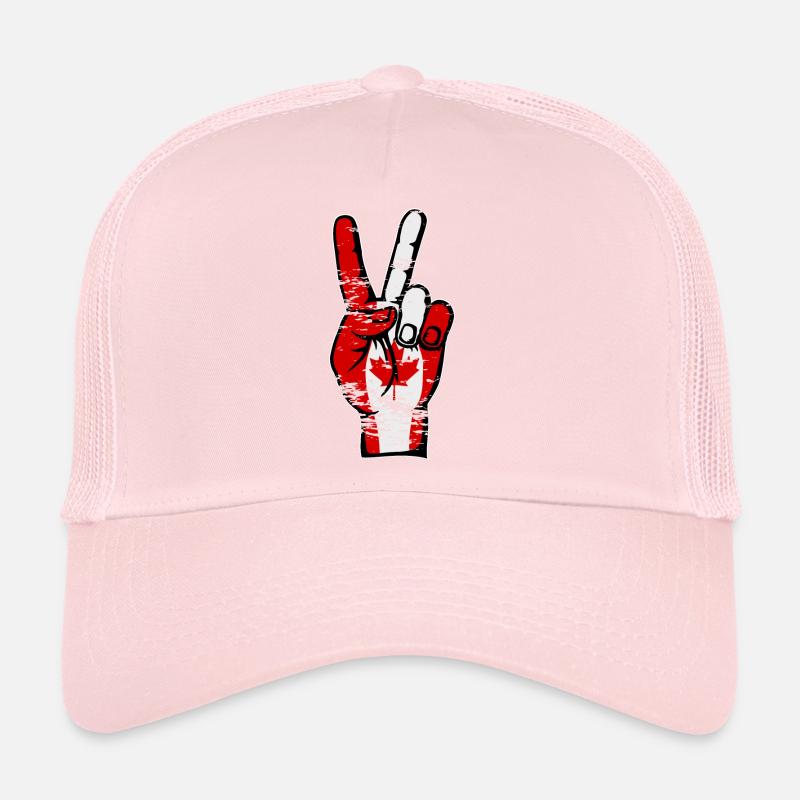Drapeau du Canada Paix Victoire Symbole Utilisé Casquette trucker 