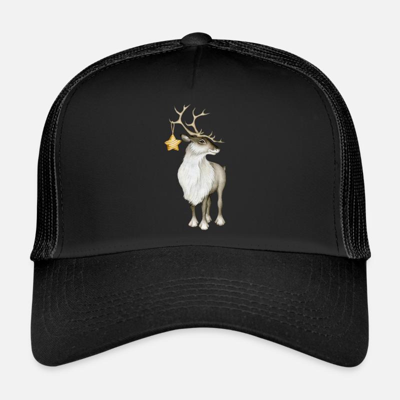 Rentier mit Stern - Trucker Cap - Schwarz/Schwarz