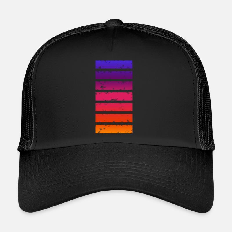 Mehrfarbiger Balken - Trucker Cap - Schwarz/Schwarz