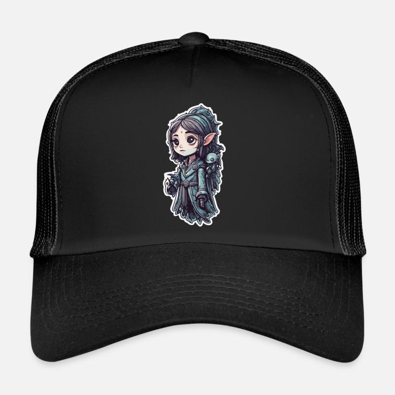 Dongeon and Dragon Elfe - Trucker Cap - Schwarz/Schwarz