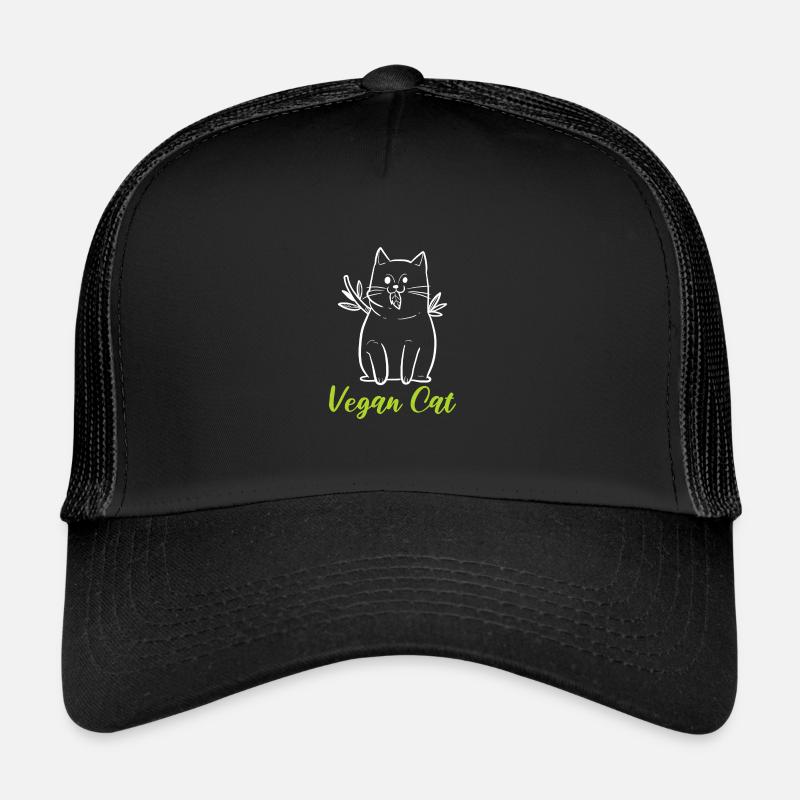 Veganer Katze Katzenmama Gift - Trucker Cap - Schwarz/Schwarz
