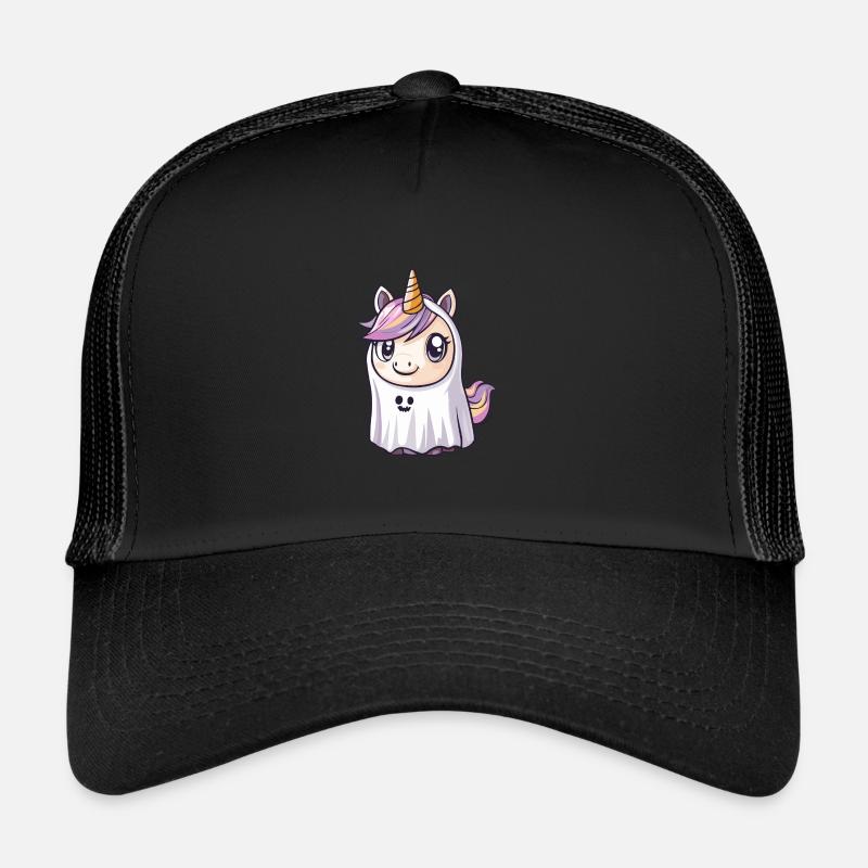 Unicorn Halloween Funny Ghost - Trucker Cap - black/black