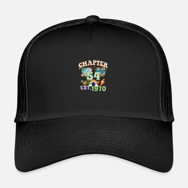 Turning 54 54th Birthday Retro Theme Peace Sign Trucker Cap