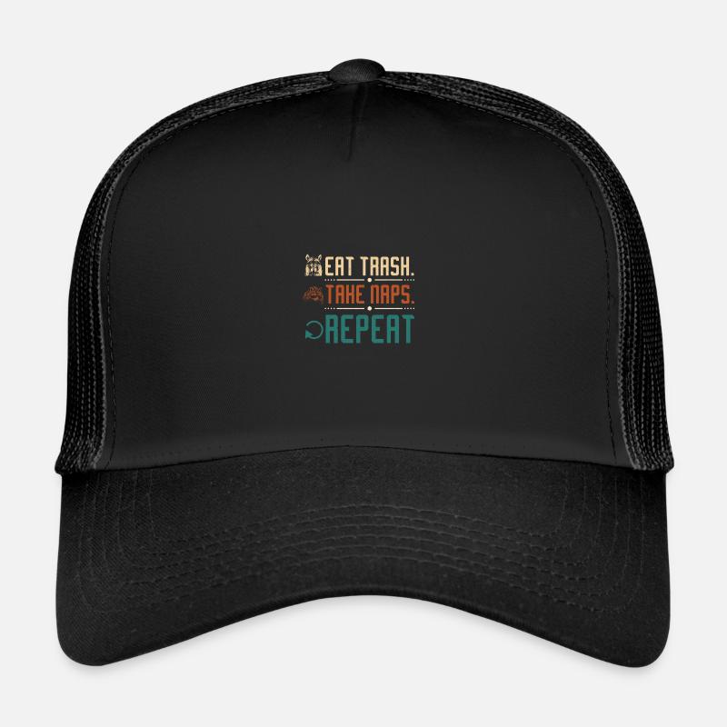 Raccoon eat trash take naps repeat Trucker Cap