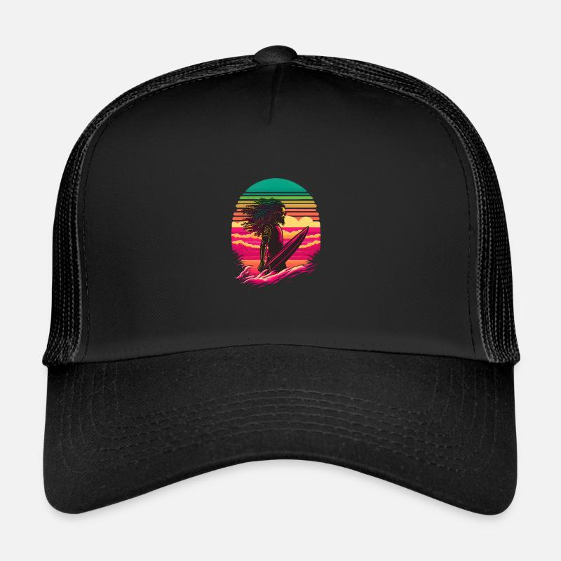 Synthwave Rasta Man surfer Casquette trucker 
