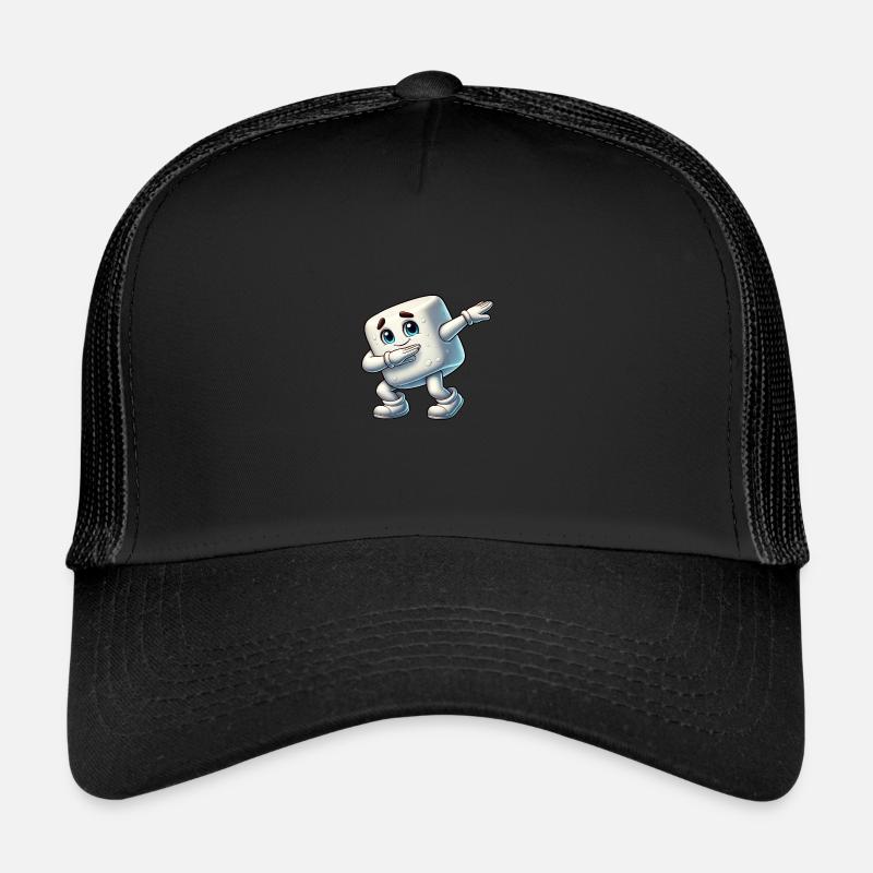 Süßes Marshmallow Dab Cartoon - Trucker Cap - Schwarz/Schwarz