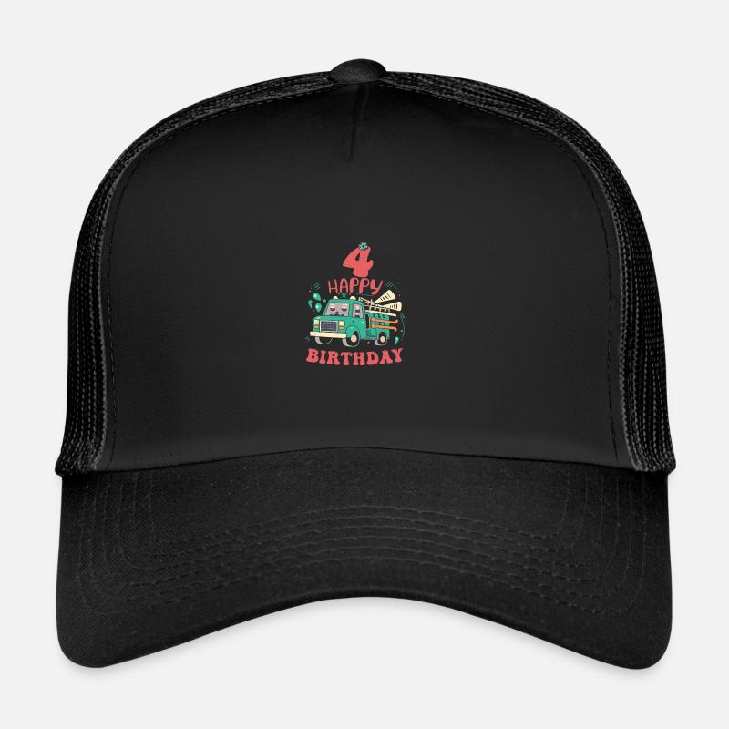 4e anniversaire Garçons - Casquette trucker - noir/noir