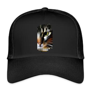 Katze Katzen - Trucker Cap - Schwarz/Schwarz - Vorne