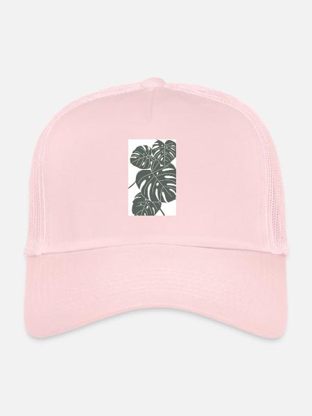 Monstera digital Art grün/weiß - Trucker Cap - Hellrosa - Vorne