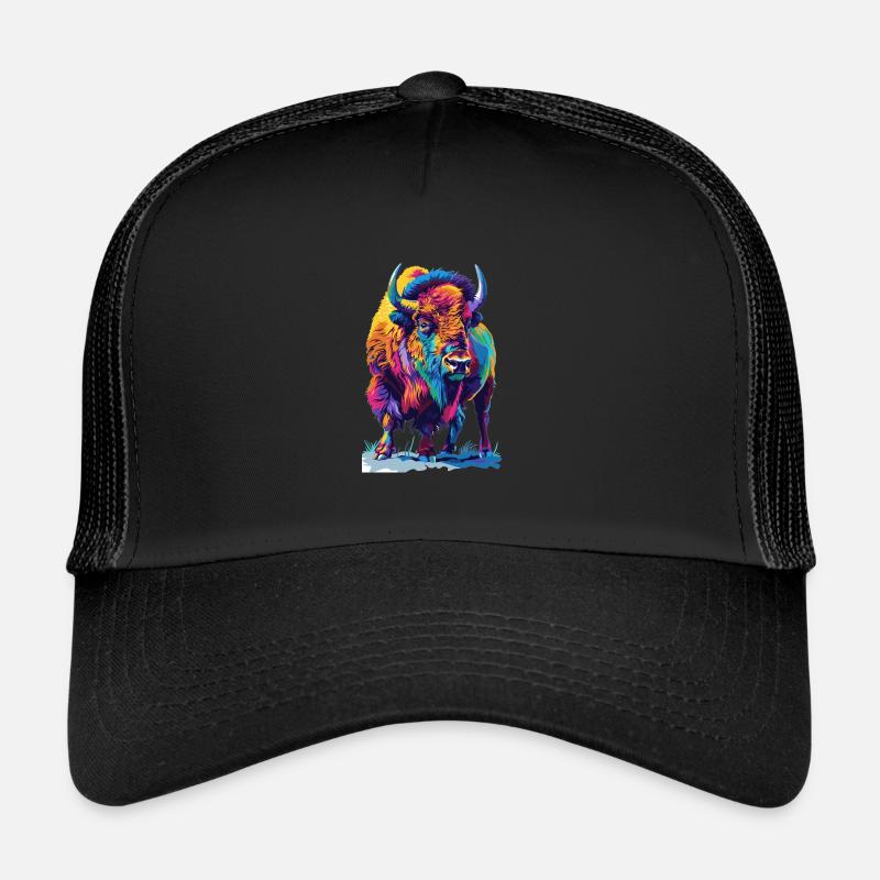 Bunter Bison Abstrakte Tierkunst Wildnis Trucker Cap