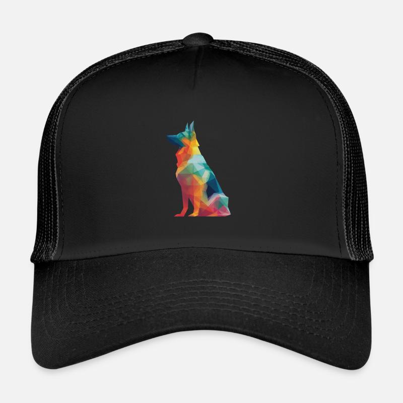 Deutscher Schäferhund Low Poly Art Desing Bunt Trucker Cap