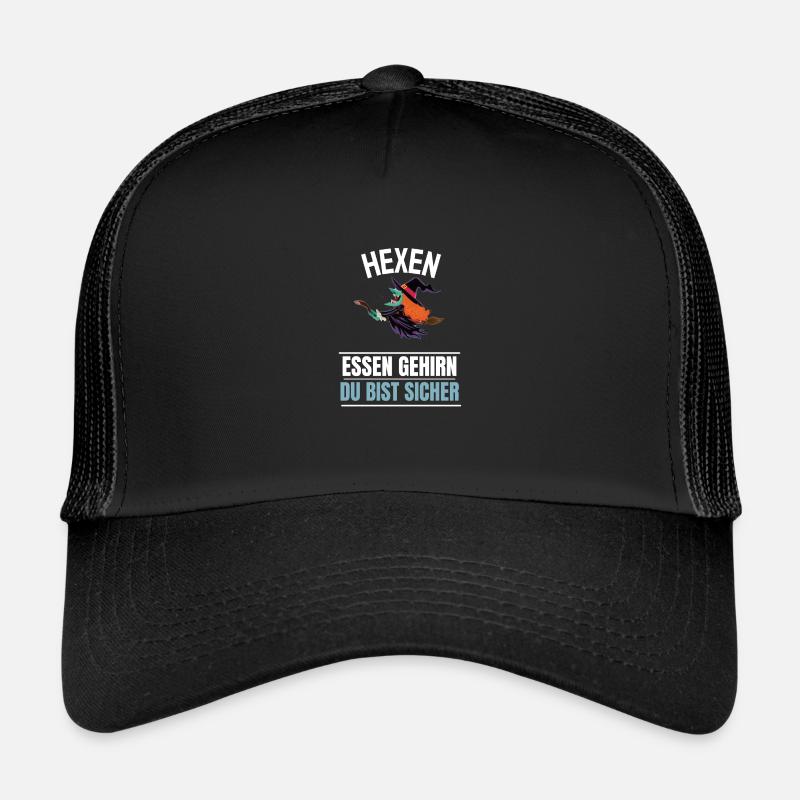 Hexenbesen Hexerei Hexen Kostüm Geschenk Halloween - Trucker Cap - Schwarz/Schwarz