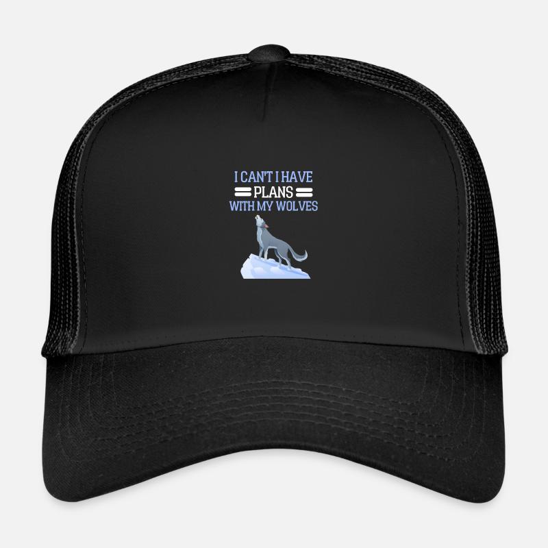 Raubtier Wald Tier Lustiges Geschenk Wolf - Trucker Cap - Schwarz/Schwarz