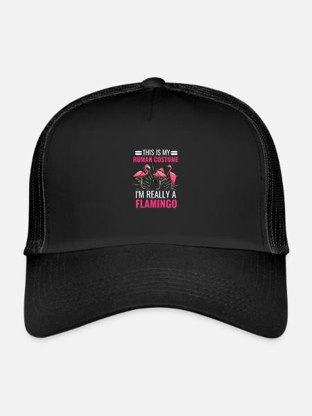 Flamingo Costume Tropical Animal Gift Flamingo - Trucker Cap - black/black - Front