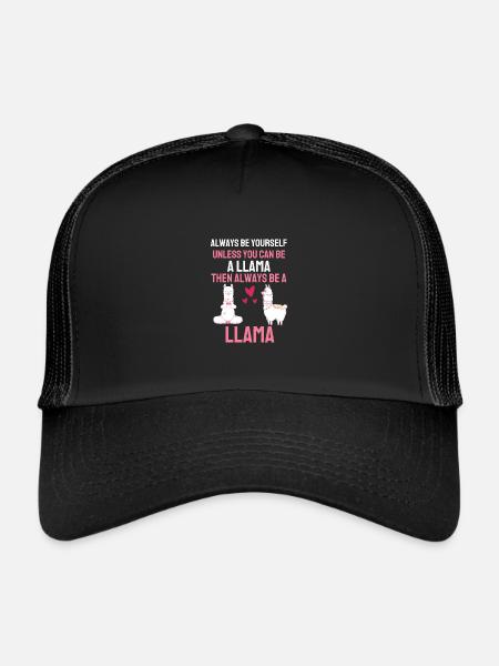 Animal Lovers Zoo Animal Gift Funny Llama - Trucker Cap - black/black - Front