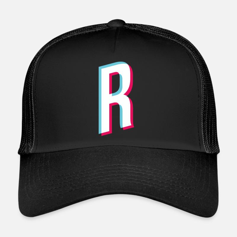 R - lettre R - Casquette trucker  - noir/noir