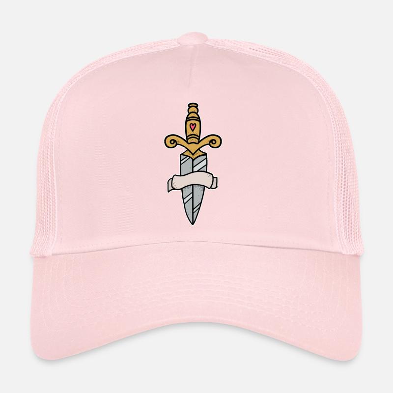 Traditionnelle couteau à épée tatouage avec bannière Casquette trucker 