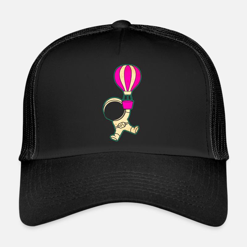 Astronaut Heißluftballon Raumfahrer - Trucker Cap - Schwarz/Schwarz