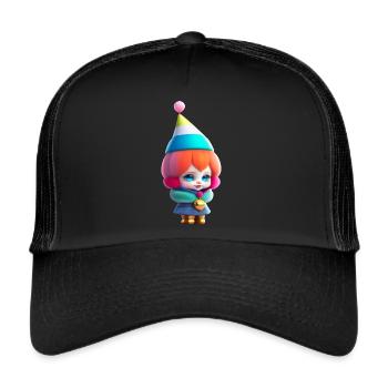 Anime Girl Manga Doll Carnival Clown - Trucker Cap - black/black - Front