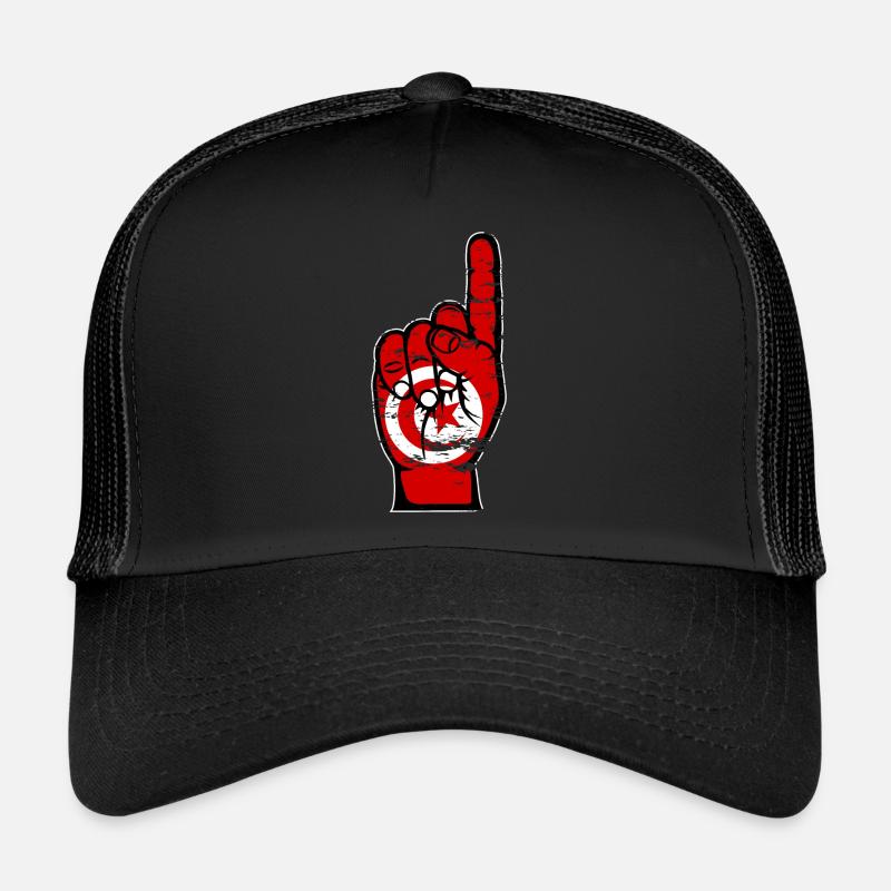 Drapeau tunisien numéro 1 utilisé - Casquette trucker  - noir/noir