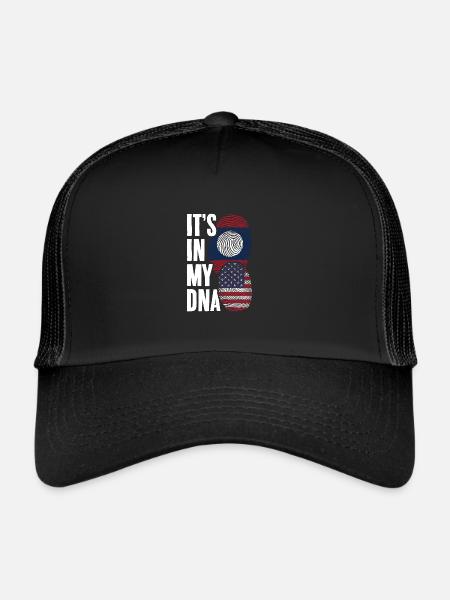 Drôle moitié laotien moitié américain empreinte digitale c’est - Casquette trucker  - noir/noir - Devant