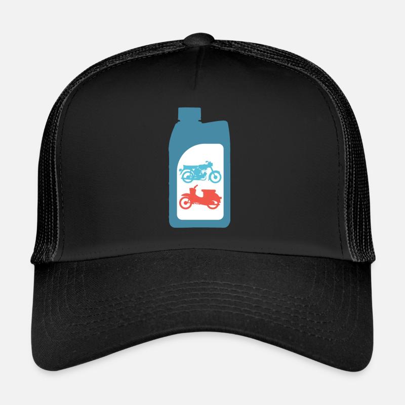 Benzingemisch Zweitaktoel Design Simson DDR Schwalbe S51 - Trucker Cap - Schwarz/Schwarz