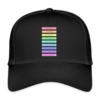 pas de racisme pas de sexisme pas de fascisme pas d'homophobie - Casquette trucker  - noir/noir - Devant