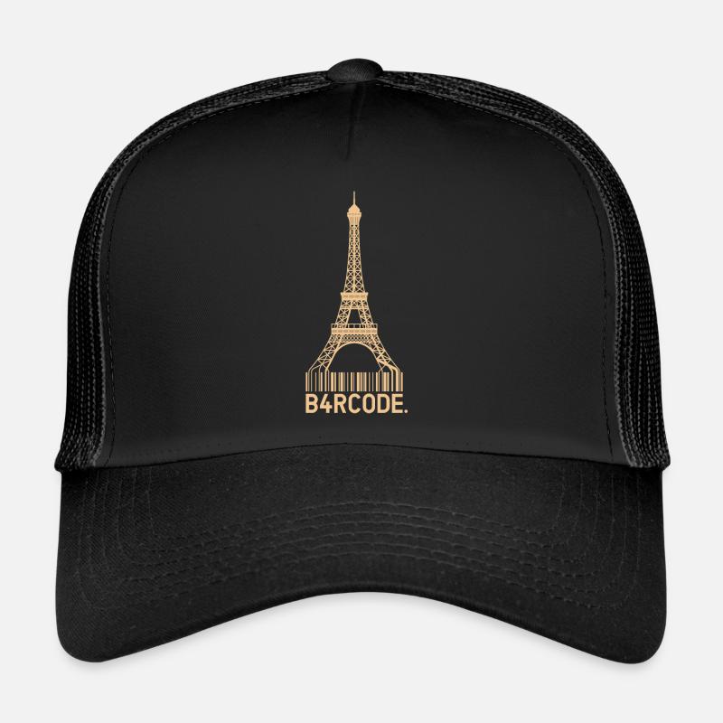 B4RCODE. Paris - Casquette trucker  - noir/noir