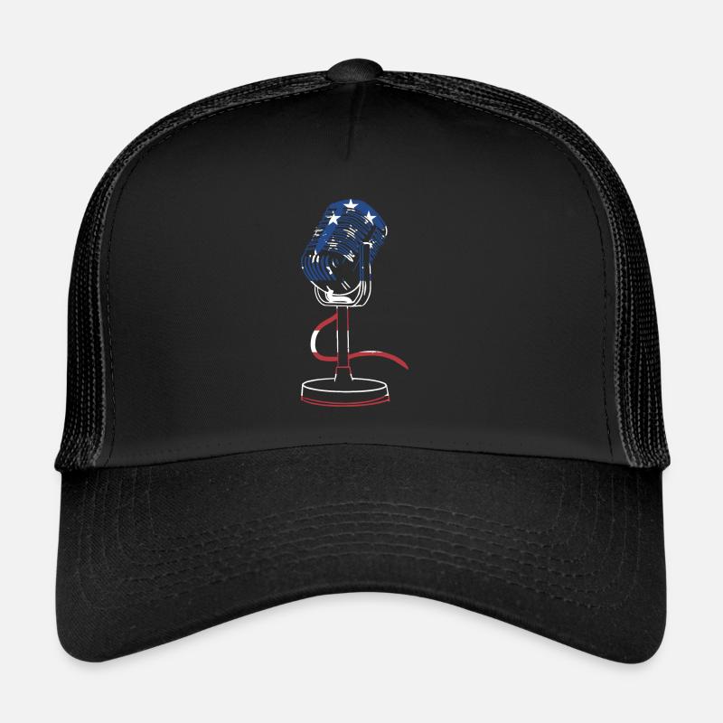 Singer Us Flag Karaoke Trucker Cap