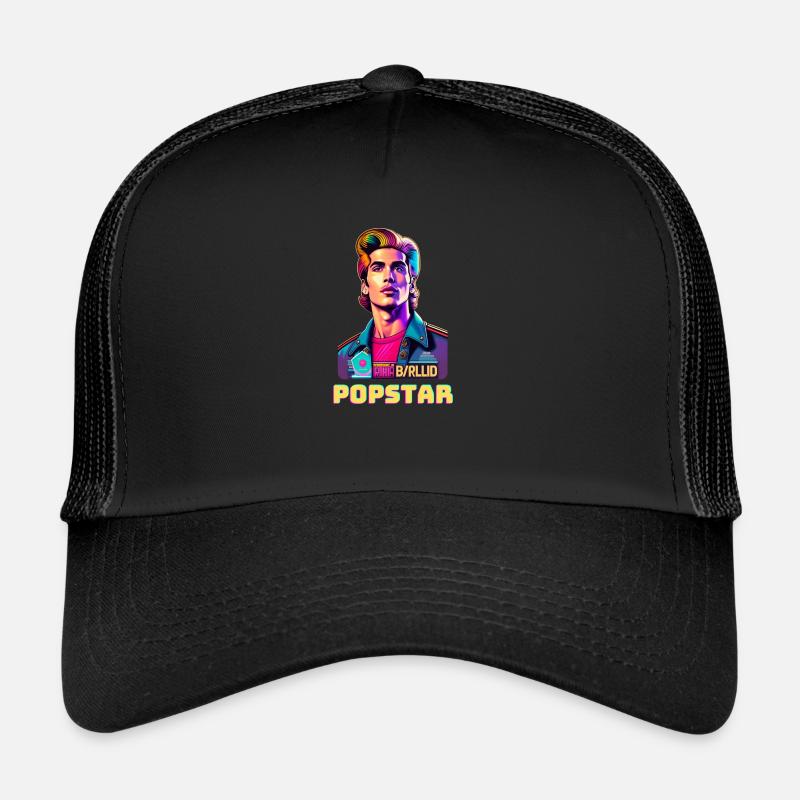 Popstar rétro - Casquette trucker  - noir/noir