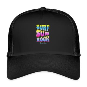 Sommerferien Surfen Sonne Felsen - Trucker Cap - Schwarz/Schwarz - Vorne