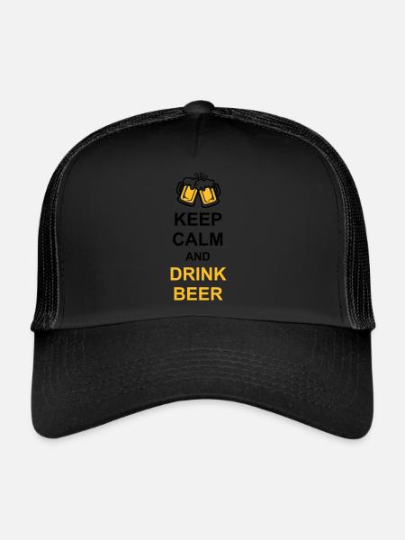 Boire de la bière Garder son calme - Casquette trucker  - noir/noir - Devant