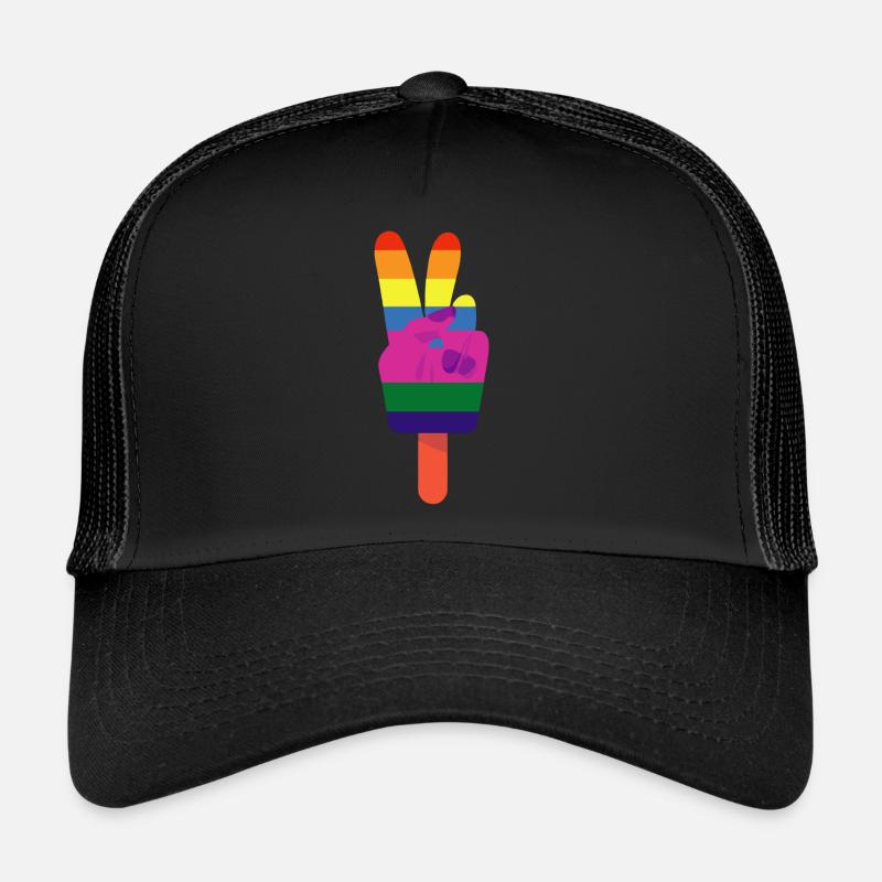 Popsicles Signe de paix Arc-en-ciel de paix Casquette trucker 