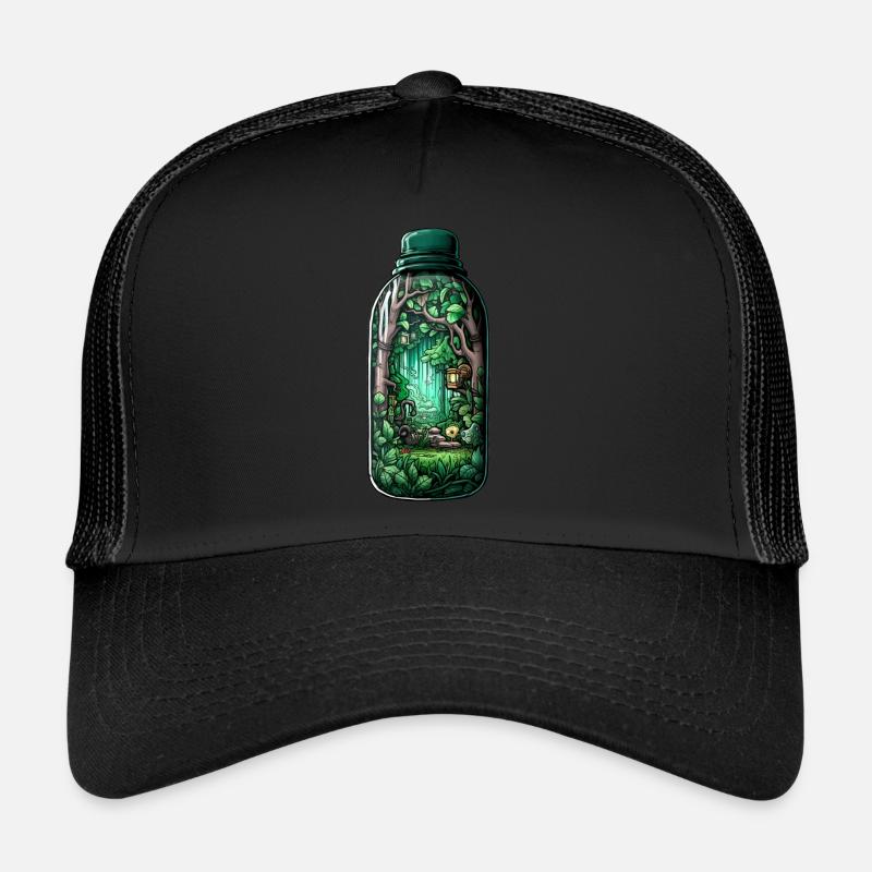 Jungle Bottle Drawing Trucker Cap