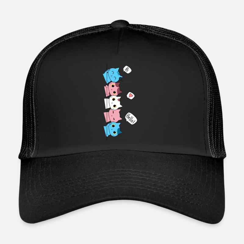 Funny LGBT Cat Stack Rainbow Gay Pride Gift - Trucker Cap - black/black
