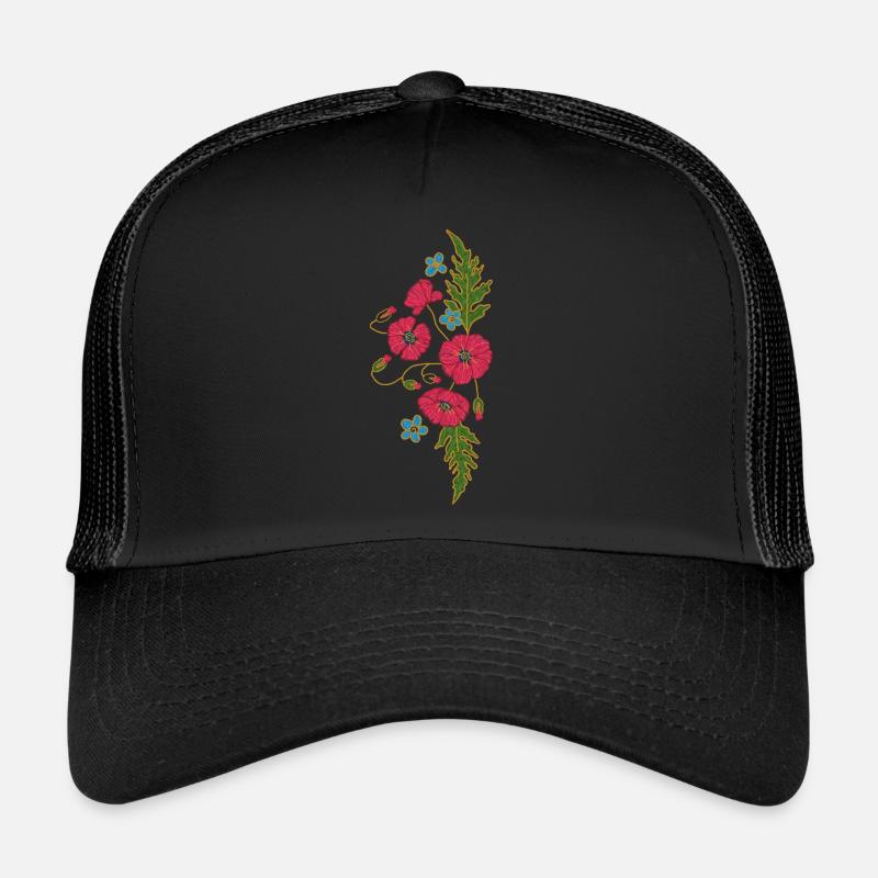 Rot Mit Blumen bestickt Flora Trucker Cap